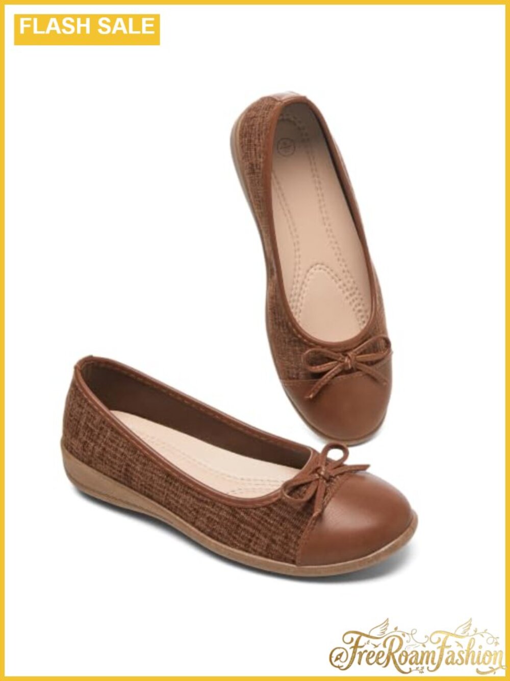 Ballet Flats Low Wedge Closed Toe Dressy Business Office Shoes Bow Accent